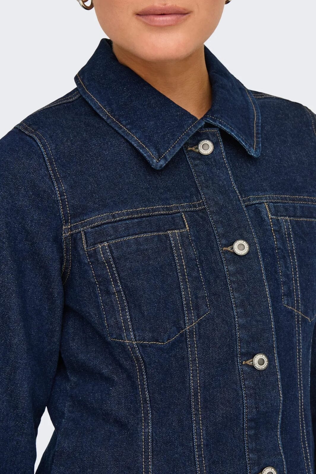 Only - Onlelle L/S Fitted Jkt Gua - 4827007 Dark Blue Denim Rinse