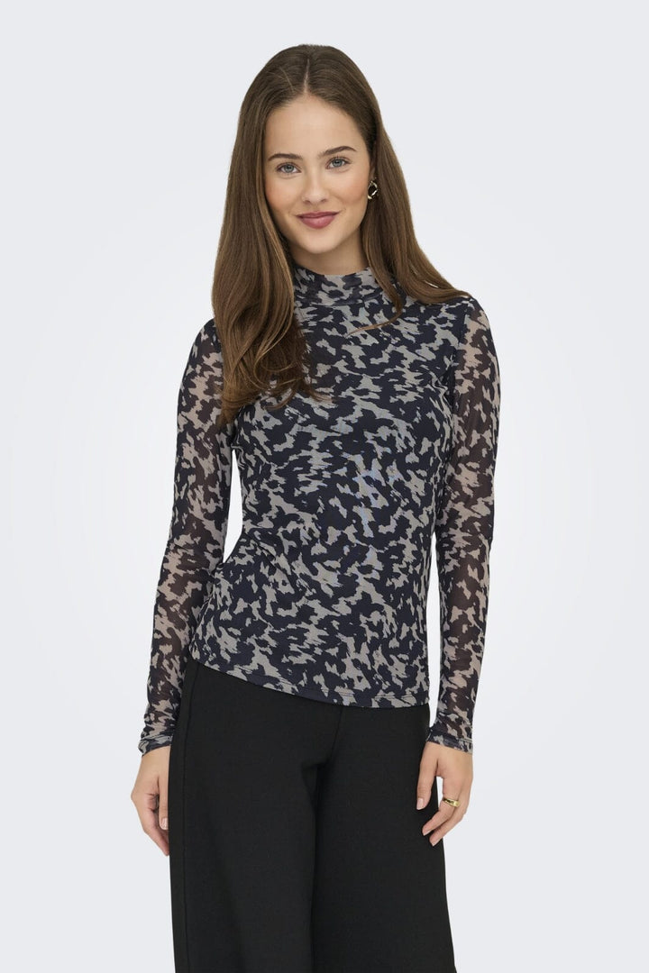 Only - Onlerica Life Mesh L/S Top - 4835464 Blue Graphite Rodeo Pumice