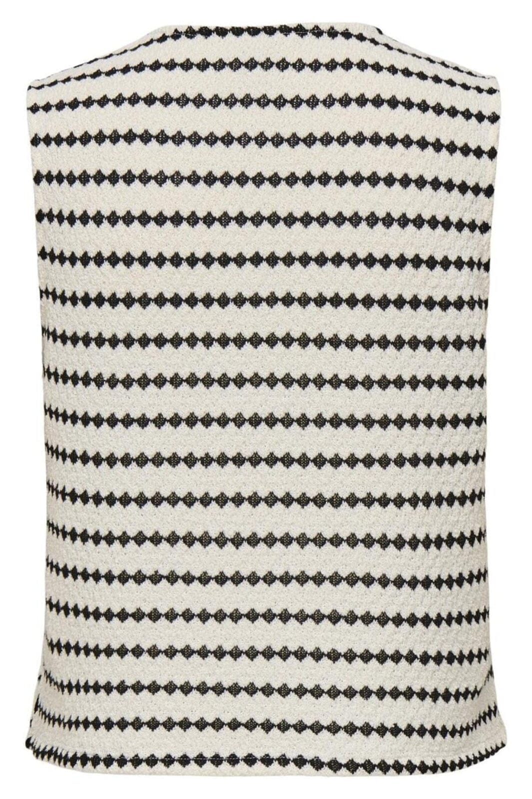 Only - Onleva S/L Short Stripe Vest - 4757606 Cloud Dancer Black Cardigans 