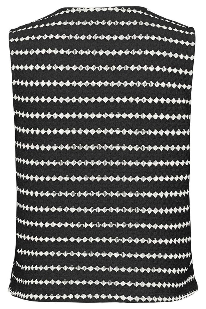 Only - Onleva S/L Short Stripe Vest - 4793189 Black Cloud Dancer Cardigans 