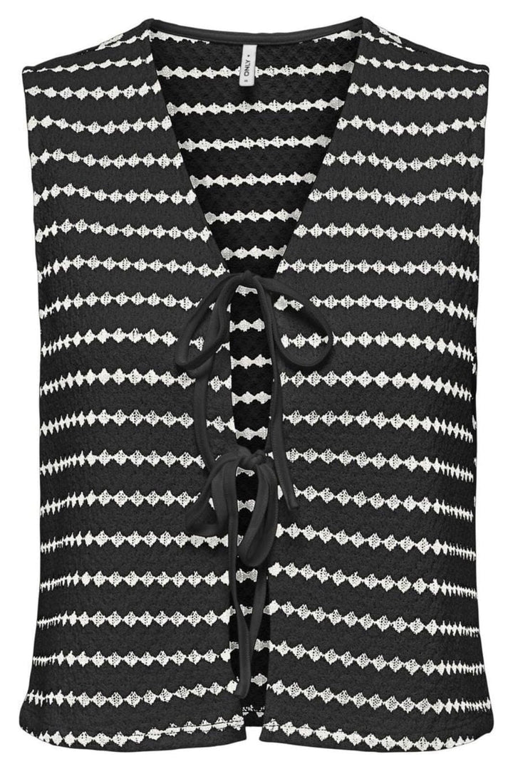 Only - Onleva S/L Short Stripe Vest - 4793189 Black Cloud Dancer Cardigans 
