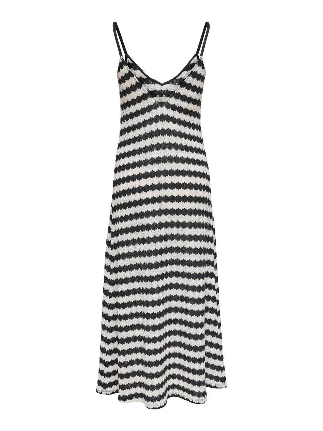 Only - Onlevara Life S/L Stripe Dress - 4855529 Black Cloud Dancer
