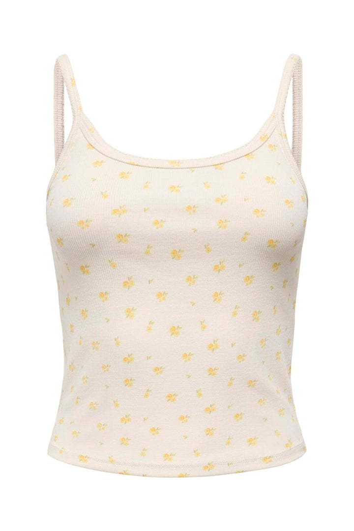 Only - Onleve Singlet Top - 5164845 Cloud Dancer Yellow Kia Flower