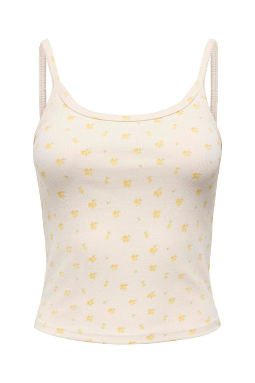 Only - Onleve Singlet Top - 5164845 Cloud Dancer Yellow Kia Flower