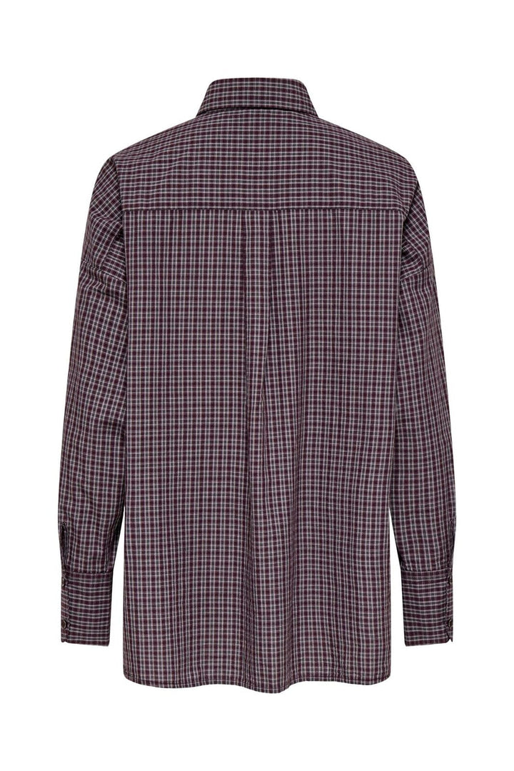 Only - Onlfenna L/S Oversize Check Shirt - 5025179 Winetasting Grey / White Check