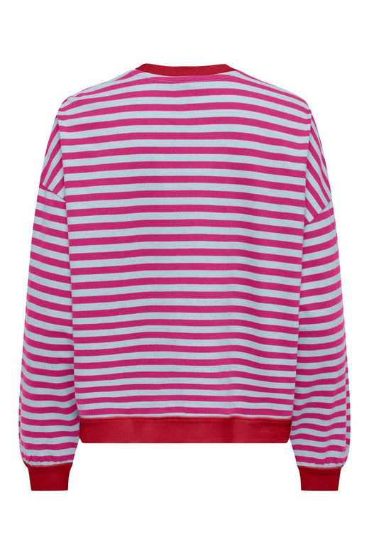 Only - Onlfreja L/S Loose Top - 5136213 Scooter Ballad Blue W. Contrast Fuchsia Red