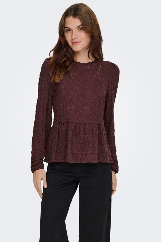 Only - Onlgiavanna L/S Peplum Top - 4915823 Decadent Chocolate
