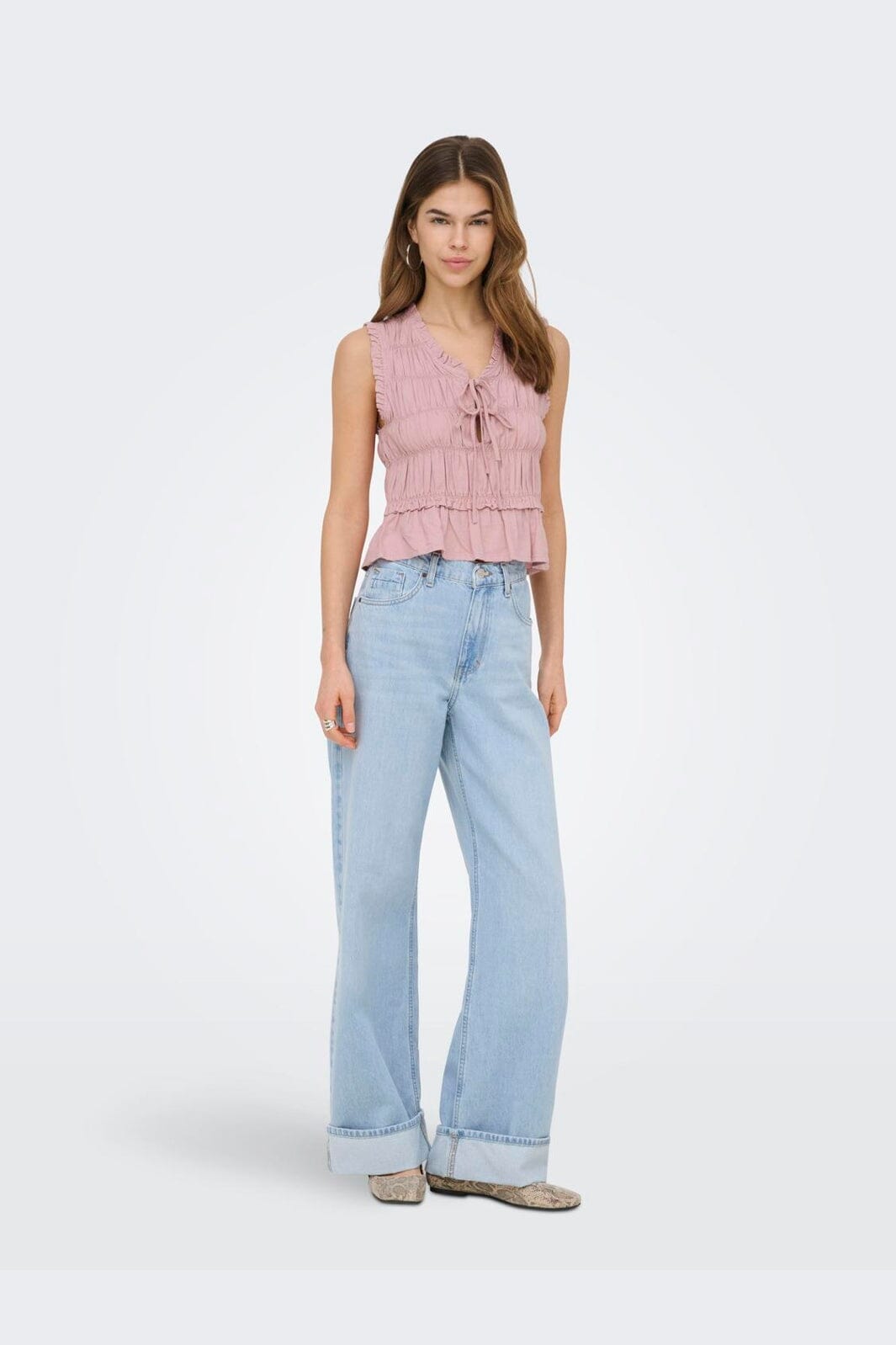 Only - Onlgoa S/S Linen Bl Frill Top Cc - 4942278 Burnished Lilac