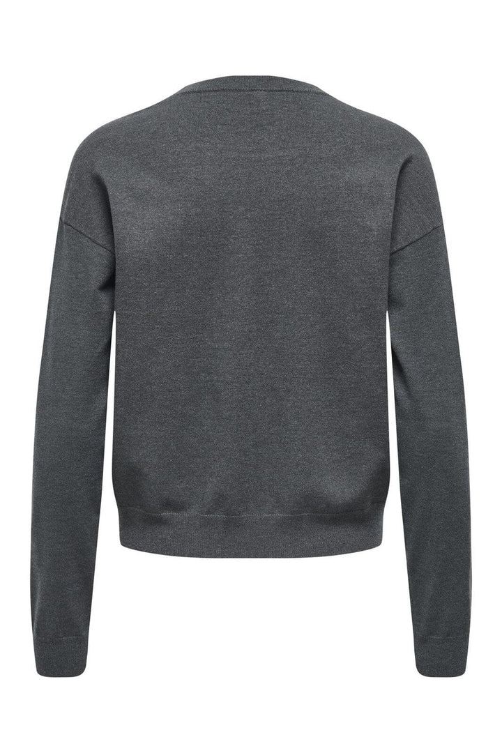 Only - Onlhalifax Ls Sequins O-Neck Knt - 4947031 Dark Grey Melange Dtm Sequins