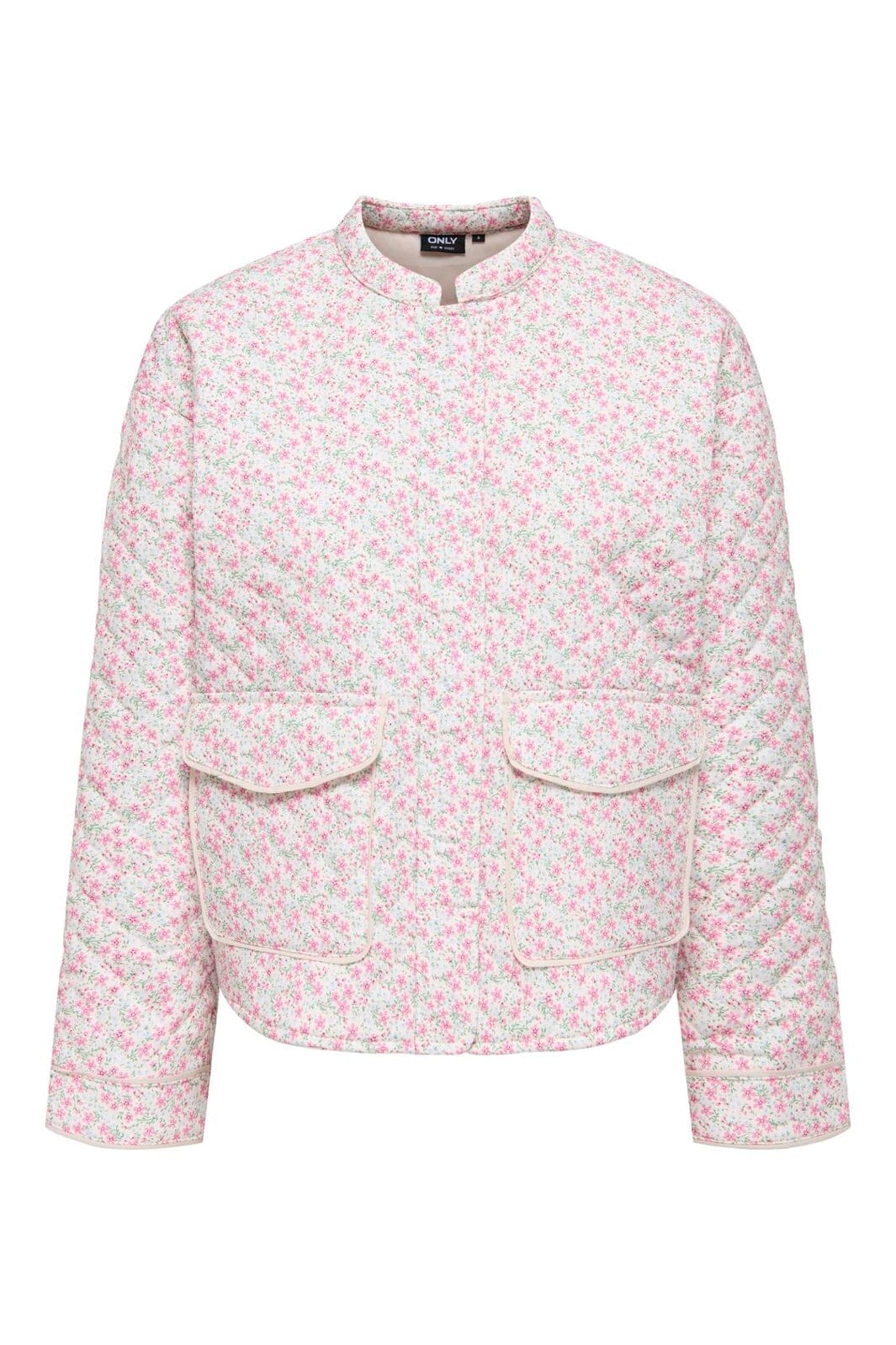 Only - Onlhallie Quilted Jacket - 4983148 Cloud Dancer Pink Ditsy