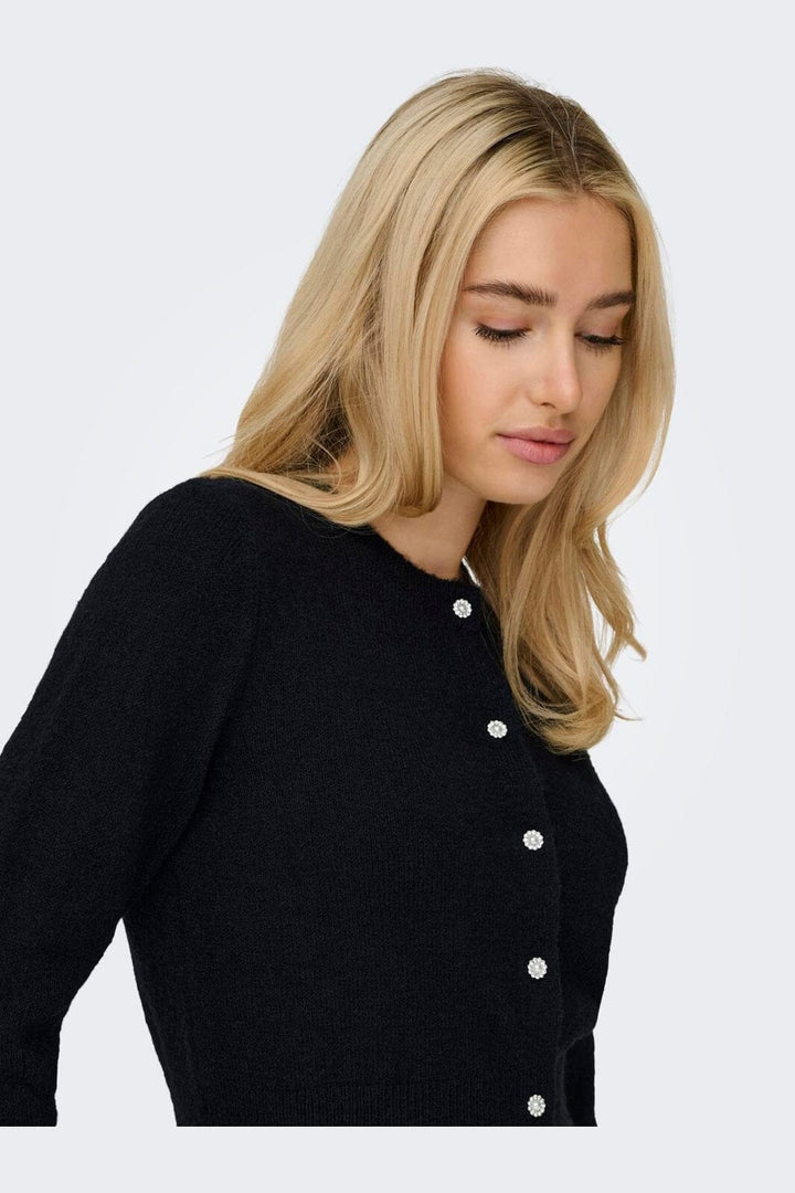 Only - Onlhavanna Ls Button Cardigan Knt - 4932231 Black Bling Button