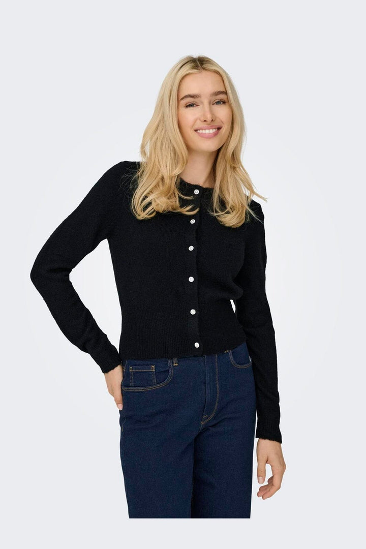 Only - Onlhavanna Ls Button Cardigan Knt - 4932231 Black Bling Button