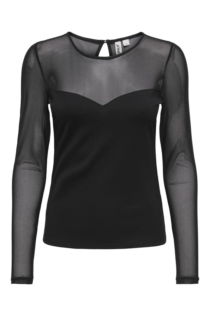 Only - Onlheart-Becki L/S Mix Top - 4866335 Black