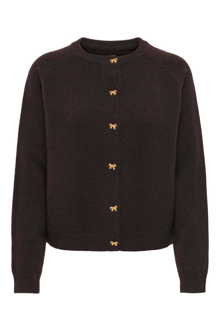Only - Onlhoney Life Ls Button Cardigan Knt - 5059867 Mole Gold Bow Buttons