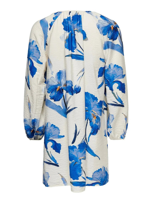 Only - Onlhyaci L/S String Short Dress - 4995378 Bright White Big Blue Kjoler 