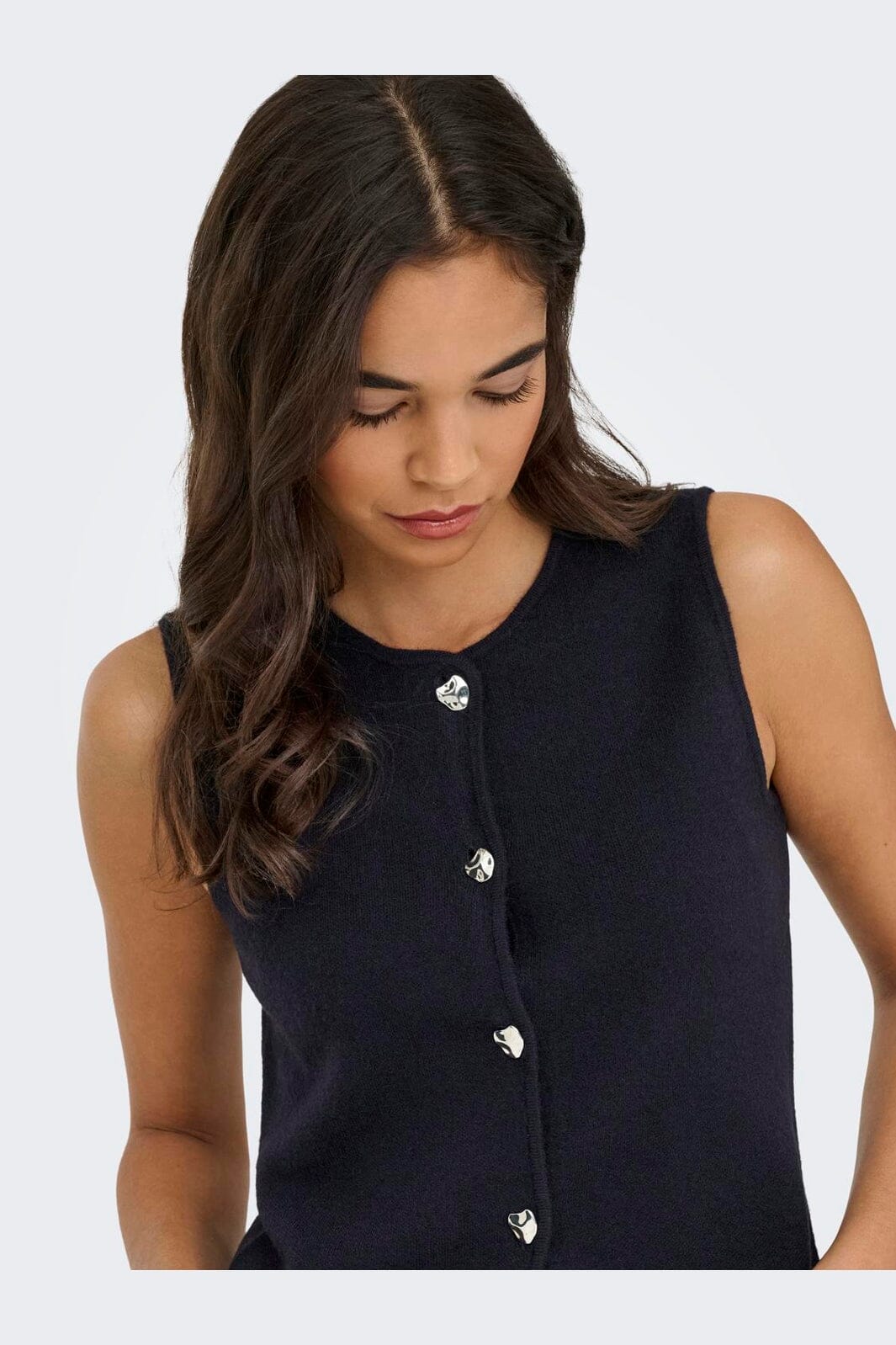 Only - Onlibi Button Sl Vest Cc Knt - 4947079 Night Sky Silver Button