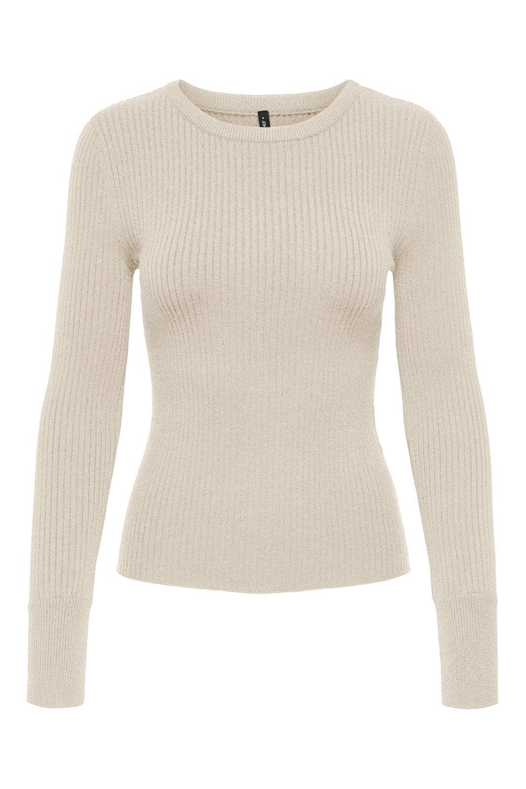 Only - Onlibi Ls Rib O-Neck Cc Knt - 4703800 Whitecap Gray Melange