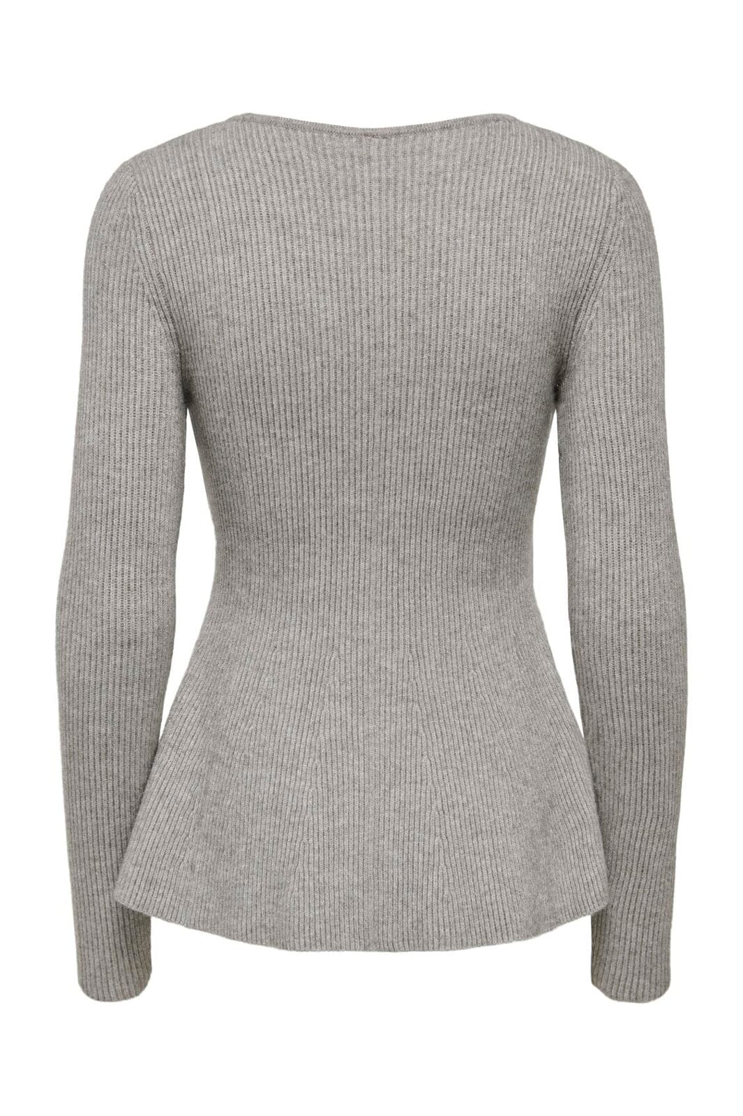 Only - Onlibi Ls V-Neck Rib Peplum Cc Knt - 5021070 Medium Grey Melange