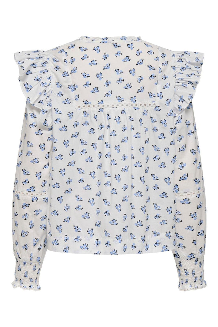 Only - Onlidris Ls Frill Tape Top - 4958053 Cashmere Blue Mini Floral