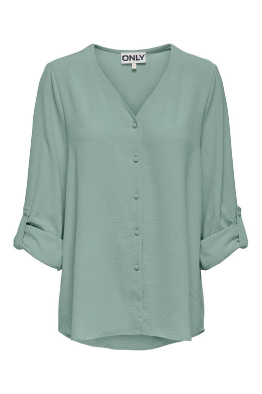 Only - Onljana Mette V-Neck Ls Shirt - 5013642 Jadeite