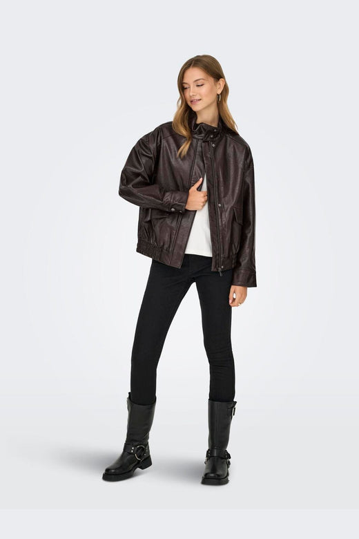 Only - Onljulia Faux Leather Ovz. Bomber - 5002463 Chocolate Torte