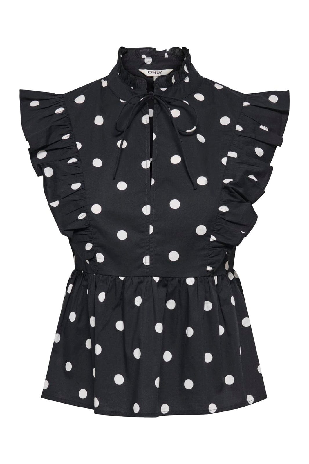 Only - Onlkai S/L Peplum Frill - 5119337 Black White Dot