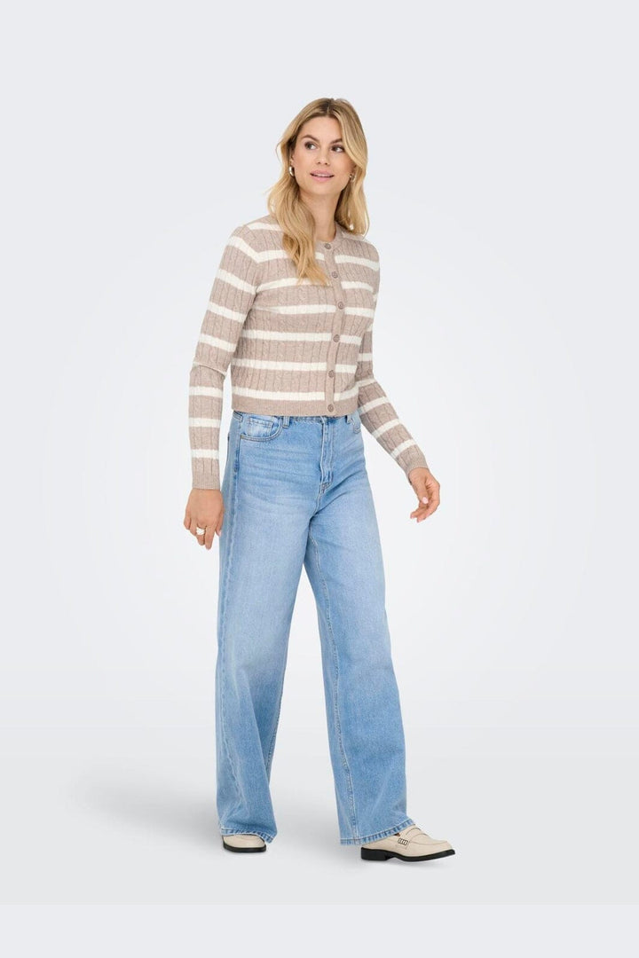 Only - Onlkatia Ls Cable Button Cardigan Cc Knt - 4959319 Mocha Meringue Melange/Babys Breath/Dtm Button