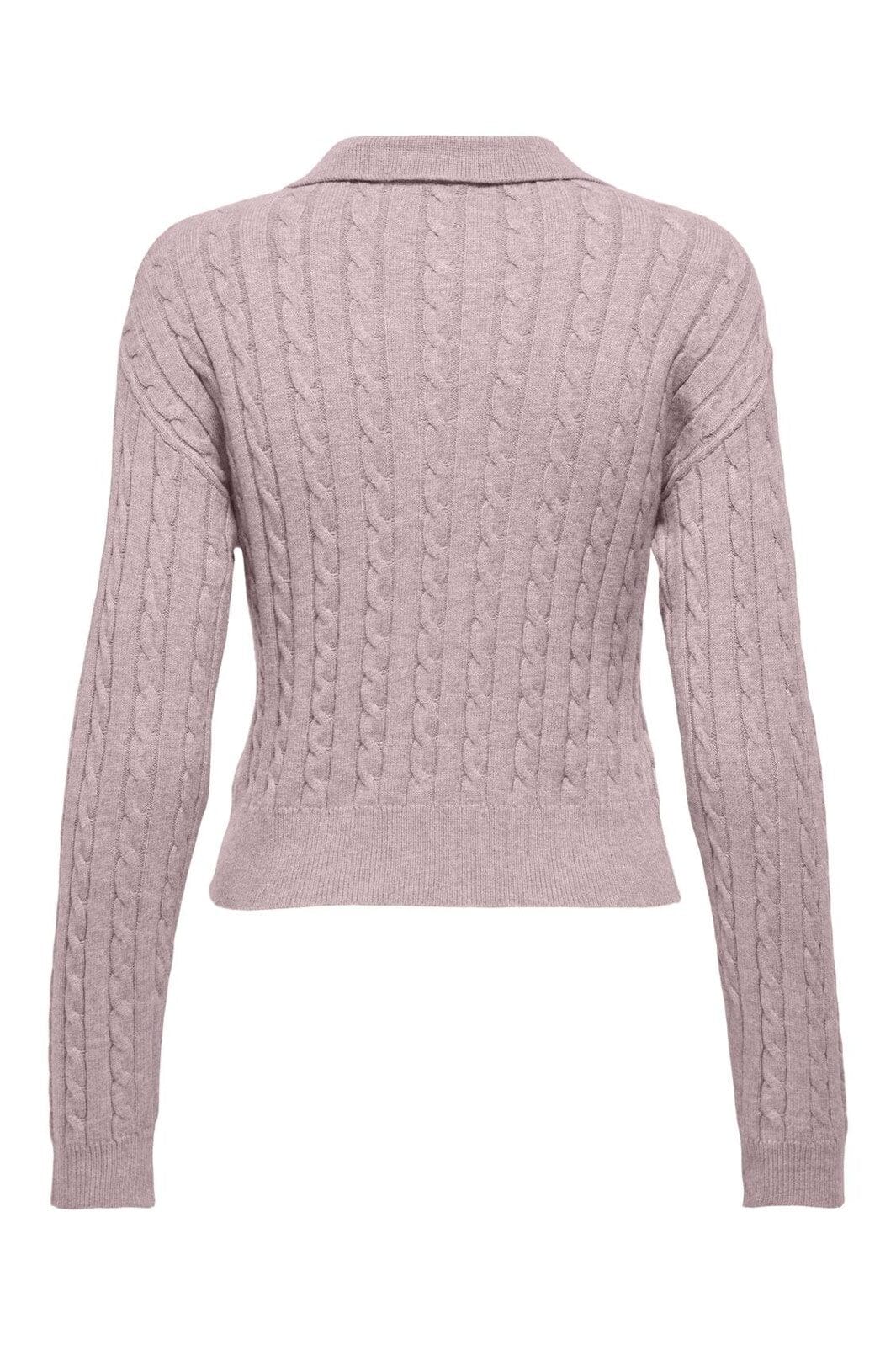 Only - Onlkatia Ls Cable Polo Cc Knt - 4959340 Burnished Lilac Mel/True Red Heart Emb/Dtm Button