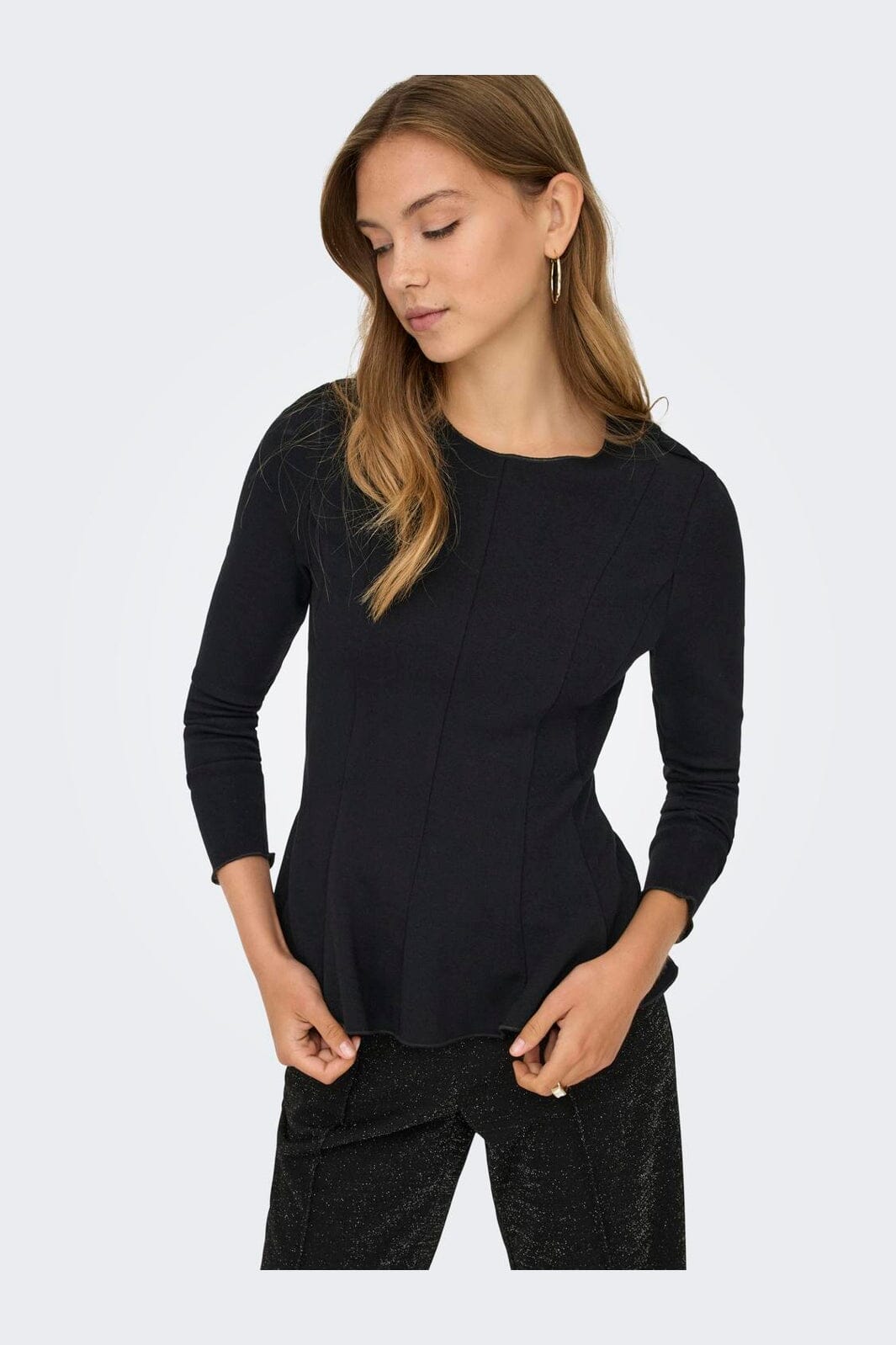 Only - Onlkenya L/S Peplum Top - 4908166 Black