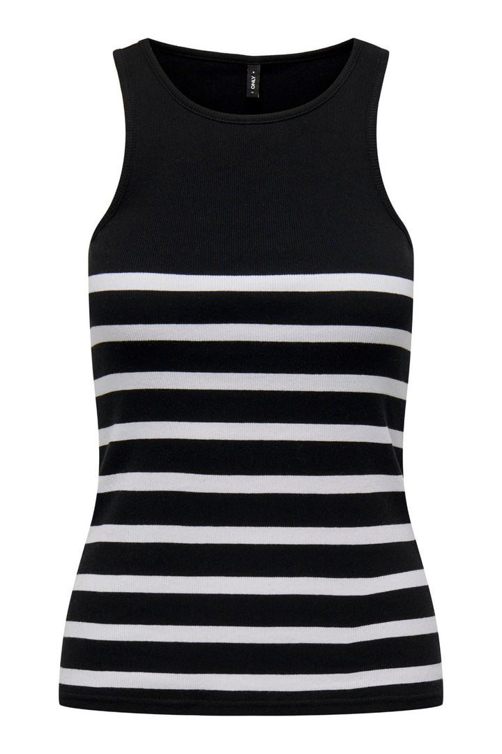 Only - Onlkenya Rib Stripe Tank Top - 4452883 Black Toppe 