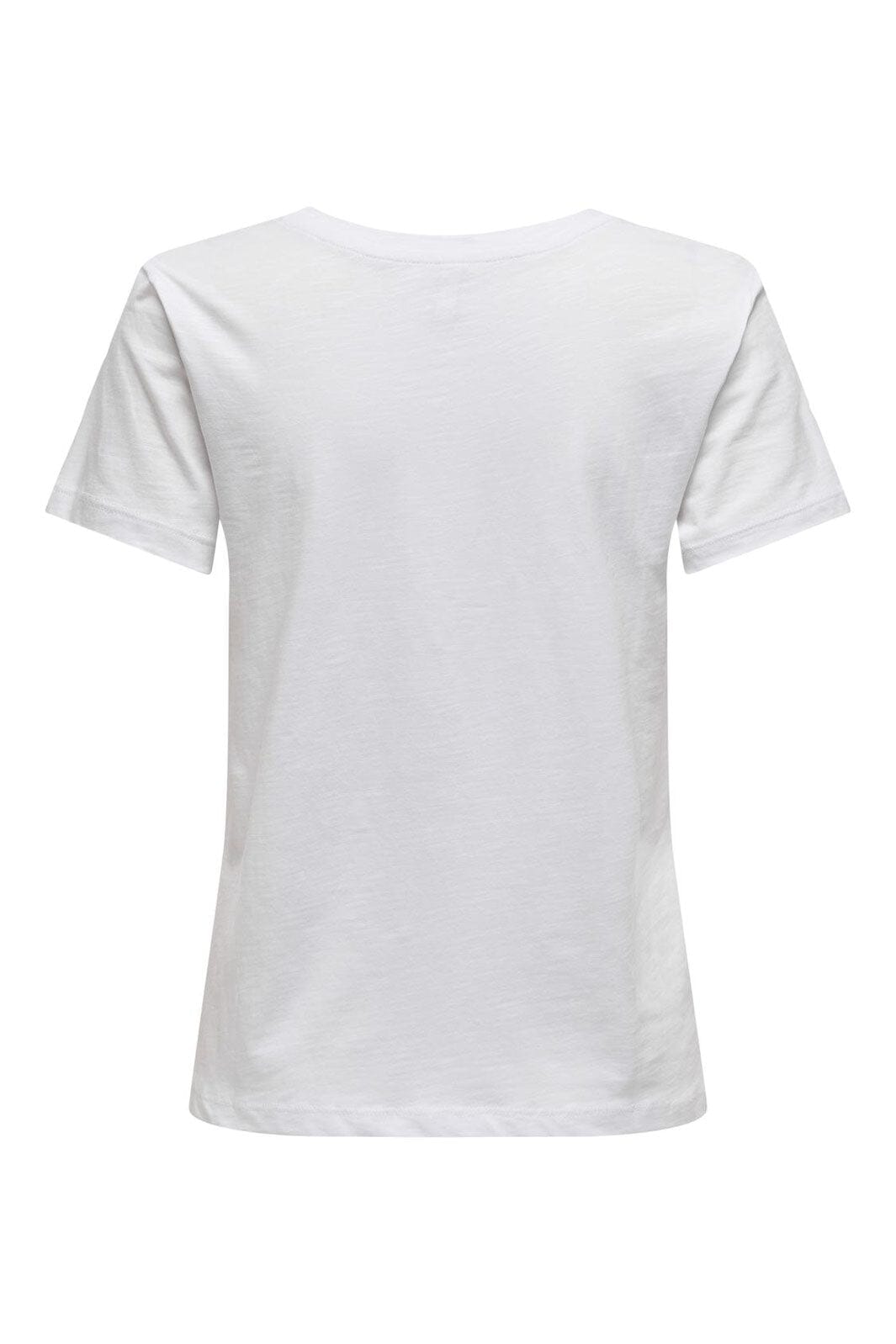 Only - Onlketty Life S/S V-Neck Top Box - 4690308 Bright White Clovers