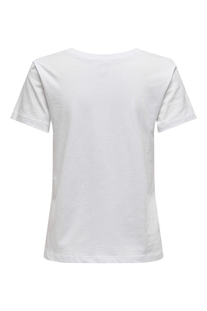Only - Onlketty Life S/S V-Neck Top Box - 4690308 Bright White Clovers