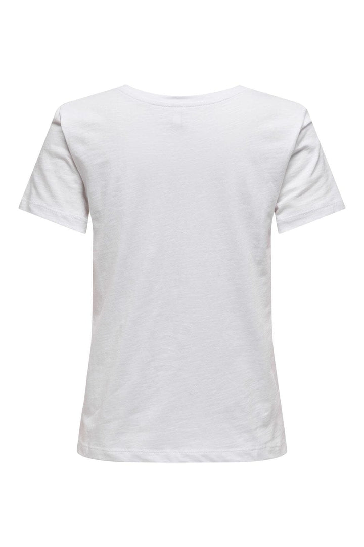 Only - Onlketty Life S/S V-Neck Top Box - 4690310 Bright White Valentine