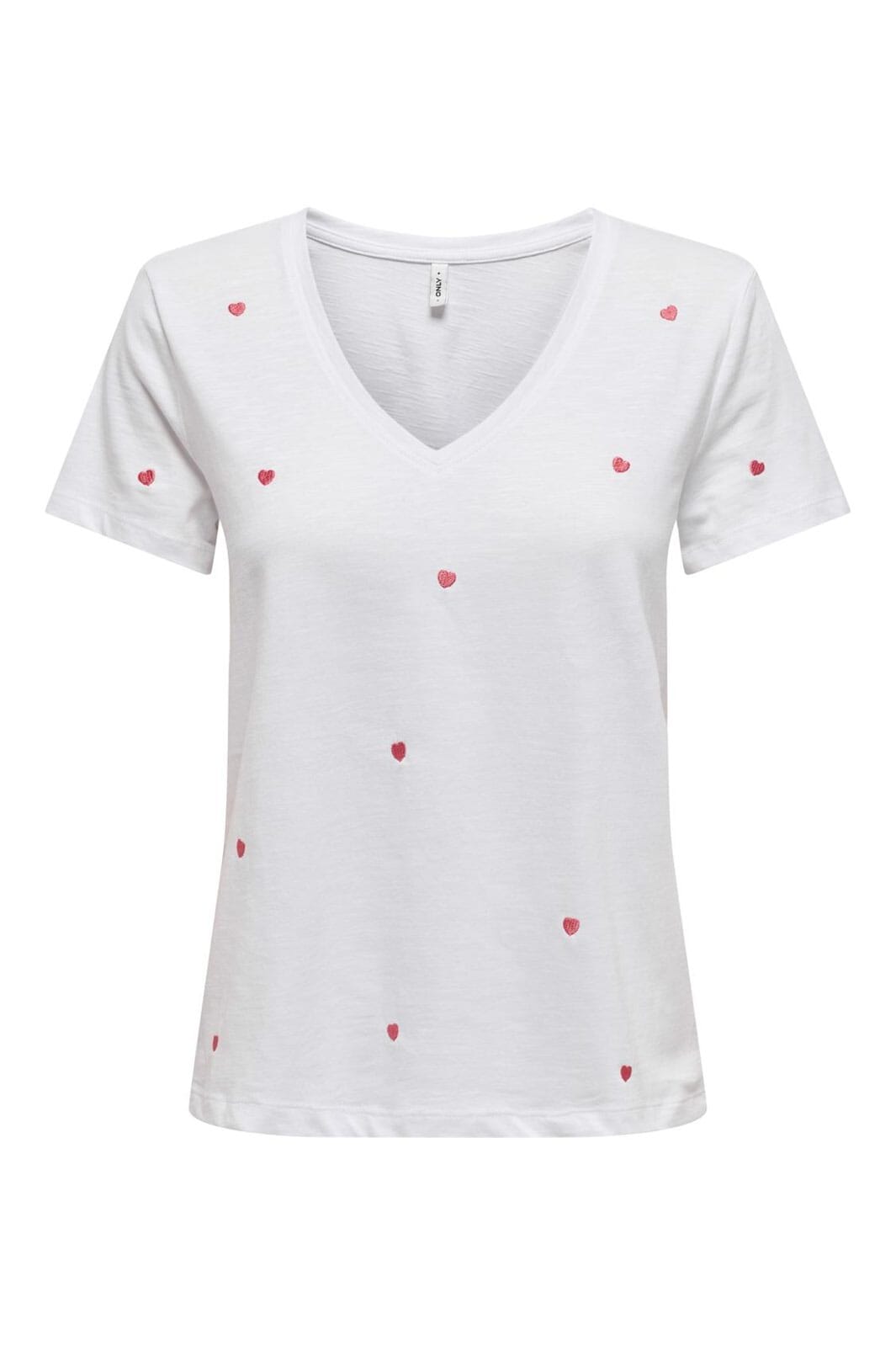 Only - Onlketty Life S/S V-Neck Top Box - 4690310 Bright White Valentine
