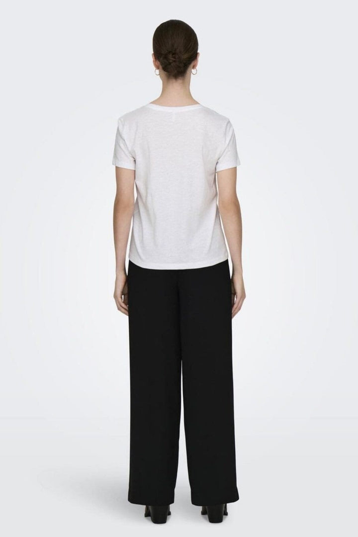 Only - Onlketty Life S/S V-Neck Top Box - 4690310 Bright White Valentine