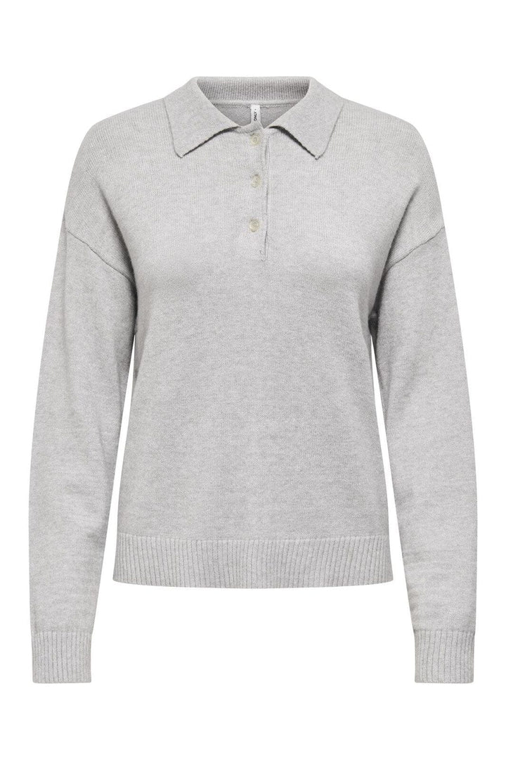 Only - Onllana Polo Ls Pullover Knt - 4845166 Light Grey Melange