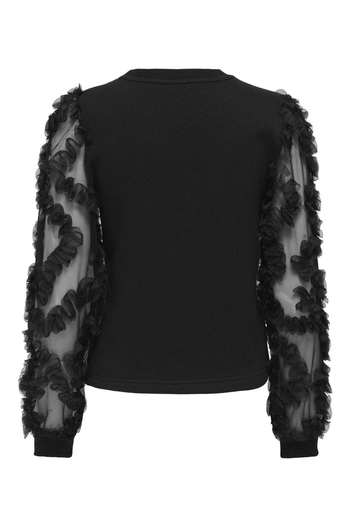Only - Onllavin L/S O-Neck Mix Swt - 4896223 Black Black Mesh Sleeves
