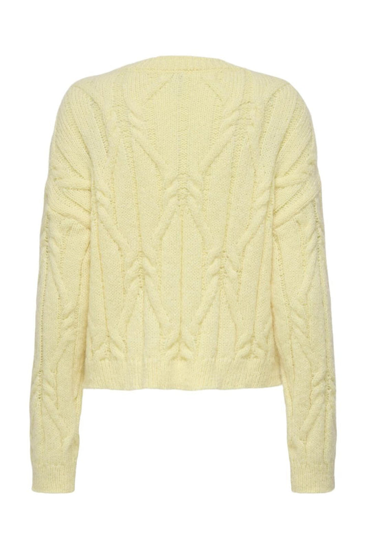 Only - Onllemina Life Ls Cable O-Neck Knt - 4944057 Pastel Yellow