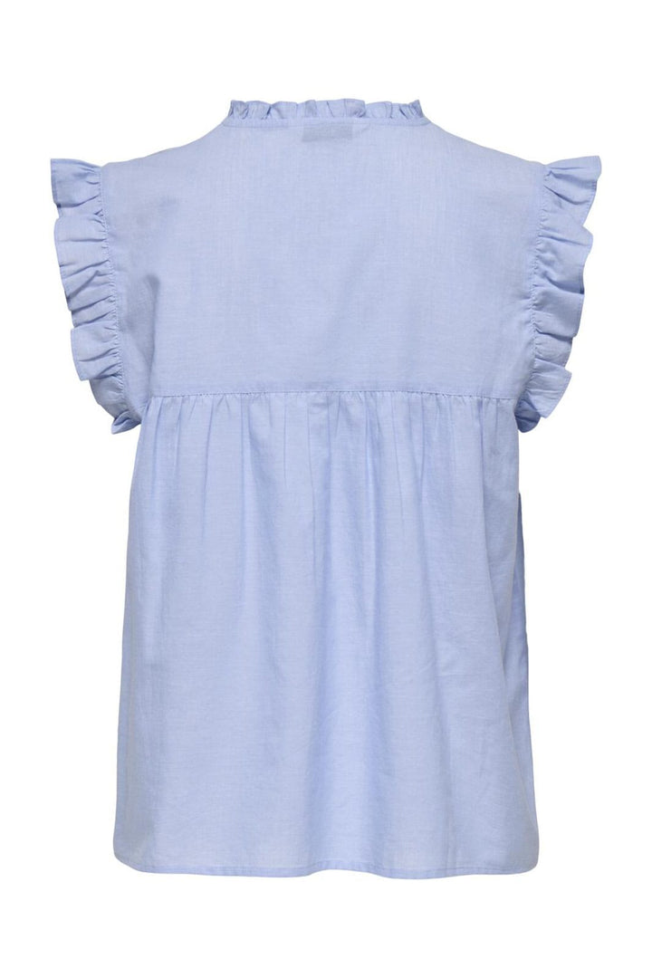 Only - Onllessy S/L Emb Top - 4678687 Cashmere Blue Cd Embroidery