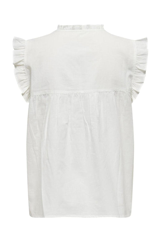 Only - Onllessy S/L Emb Top - 4678688 Cloud Dancer Cashmere Blue Embroidery