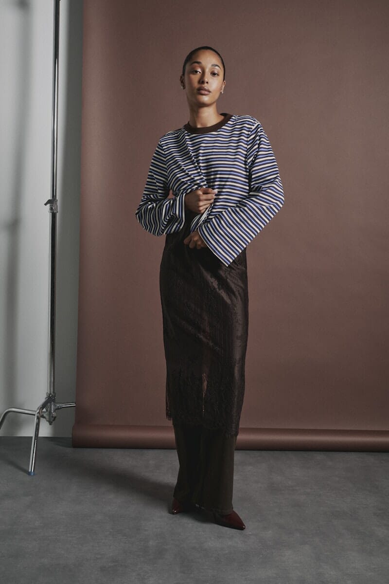 Only - Onllisa Stripe L/S Top - 5207101 Cloud Dancer Chicory Coffee/Sodalite Blue Stripe T-shirts 