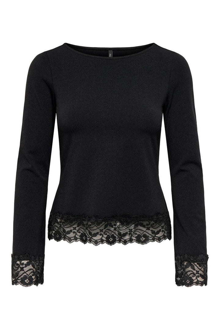 Only - Onllive Love L/S O-Neck Lace Top - 5130880 Black Dtm Lace