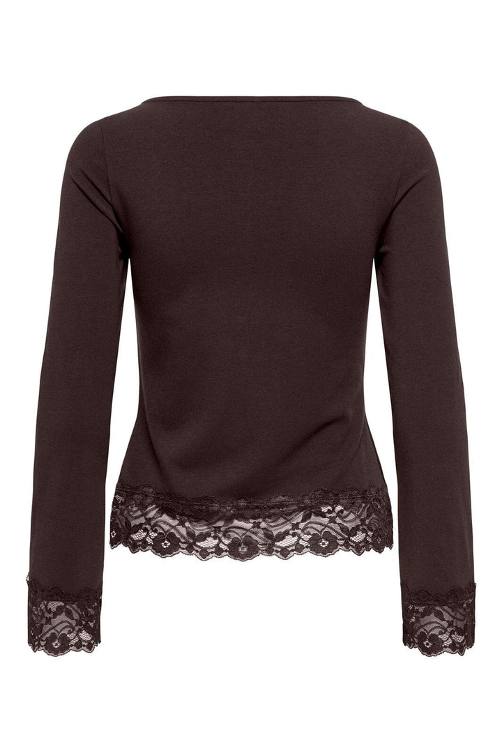 Only - Onllive Love L/S O-Neck Lace Top - 5130881 Chocolate Torte Dtm Lace