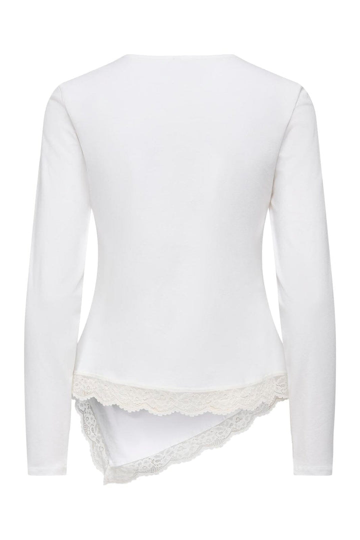 Only - Onllive Love L/S Ruching Top - 5130904 Cloud Dancer Dtm Lace