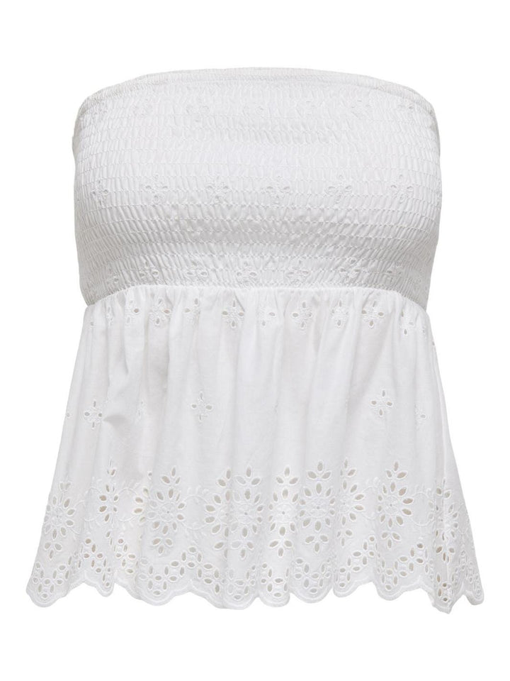 Only - Onllou Life Emb Bandeau Top - 4802409 Bright White W. Bright White Emb