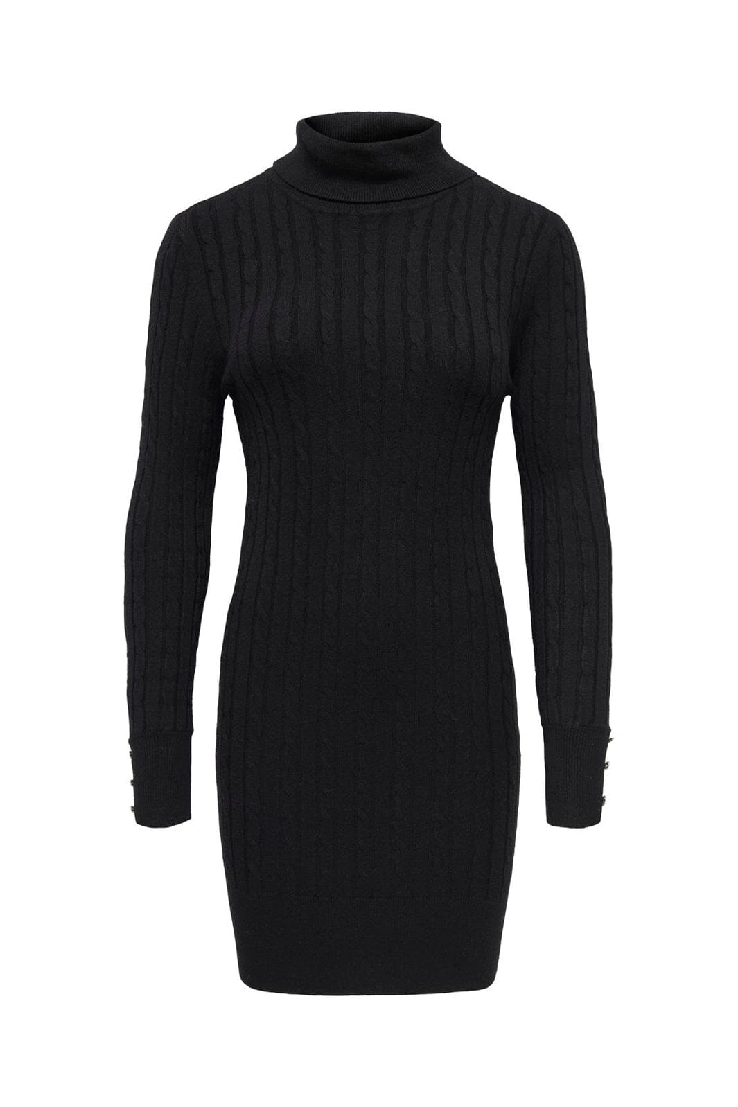 Only - Onllouis Ls Rollneck Cable Dress At Knt - 4932263 Black