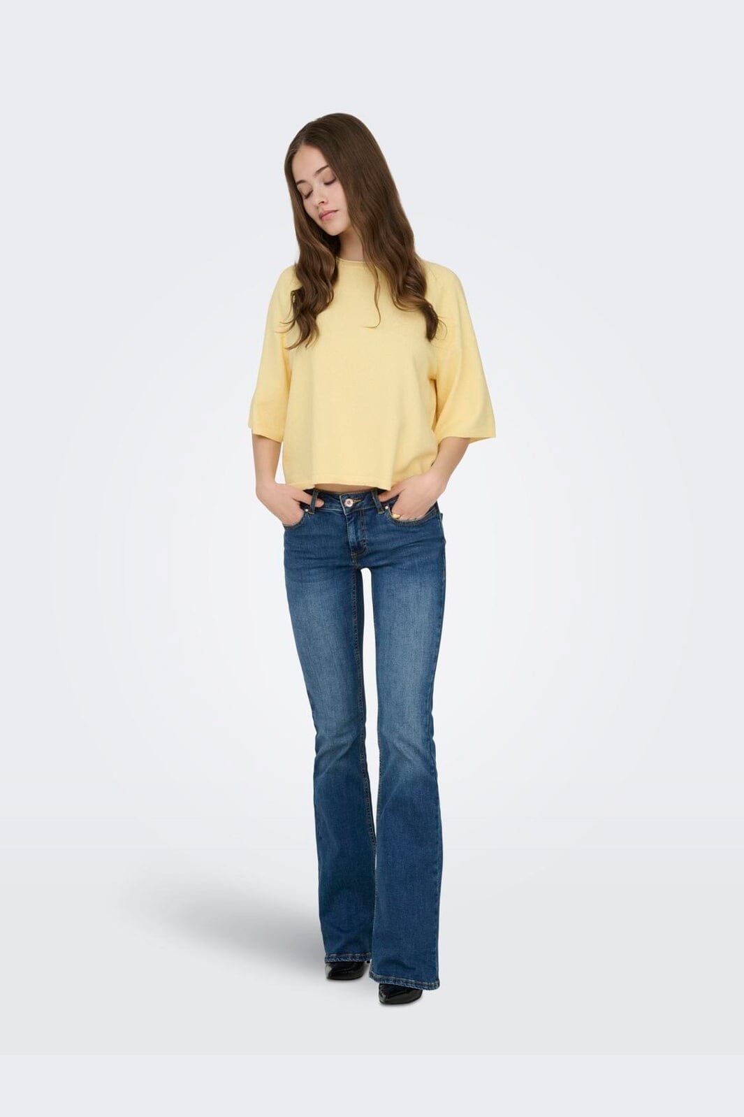 Only - Onlloyal 2/4 O-Neck Knt - 4979625 Sunlight Melange