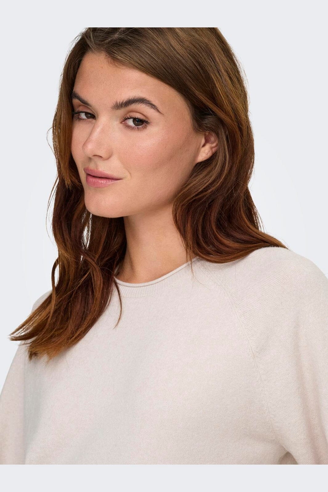 Only - Onlloyal 2/4 O-Neck Knt - 4981573 Moonbeam Melange