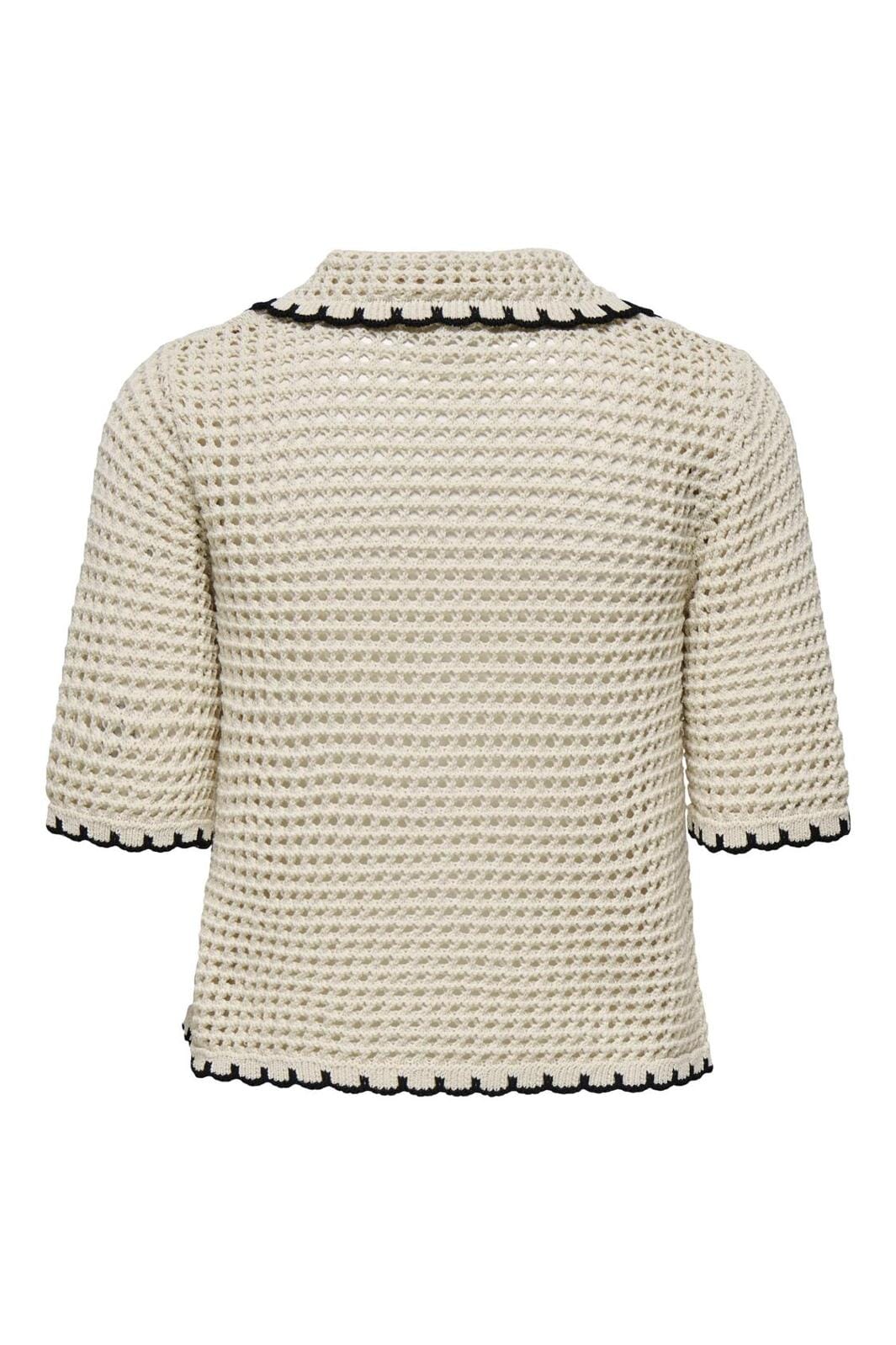 Only - Onllucie Life 3/4 Cardigan Knt 15342215 - 4783787 - Ecru W. Black Egdes
