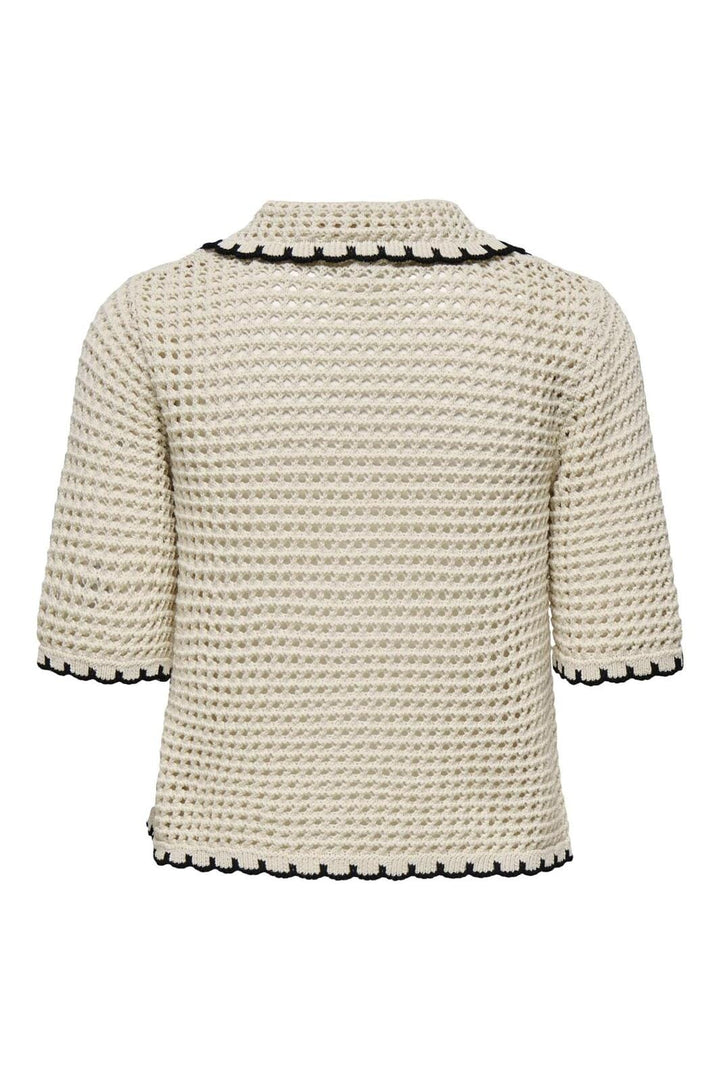 Only - Onllucie Life 3/4 Cardigan Knt 15342215 - 4783787 - Ecru W. Black Egdes